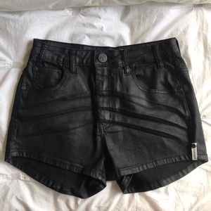 One teaspoon coated denim high-waist shorts